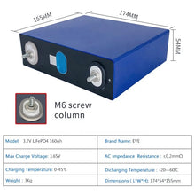 Load image into Gallery viewer, 3.2v160ah prismatic Lifepo4 lithium battery cell for ev solar eboat